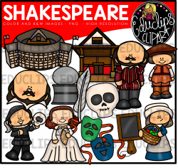Shakespeare Clip Art Bundle (Color and B&W) - Welcome to Educlips Store