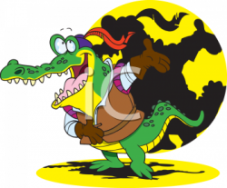 Cartoon Clipart Picture of a Crocodile Acting on Stage ...