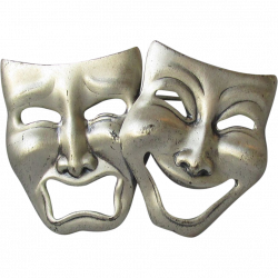 1950's Sterling Comedy & Tragedy MASK Pin Actors Vintage BEAU ...