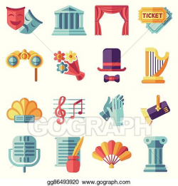 Vector Art - Theatre acting performance flat icons set. EPS clipart ...