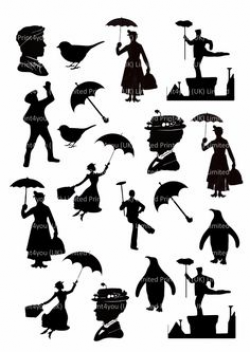 12 Mary Poppins Silhouette Clipart Images, Clipart Design Elements ...