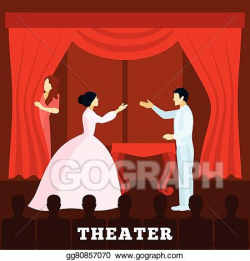 Vector Art - Theatre stage performance with audience poster ...