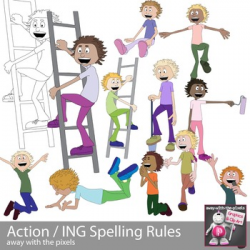 Action Kids Clipart - Spelling Rules ING End - ESL ELL Clip art ...