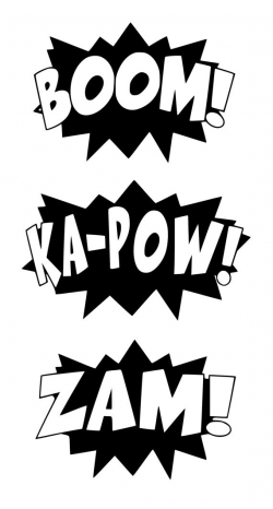 Superhero Words Black And White Clipart