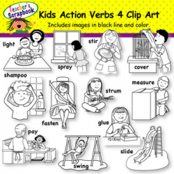 Kids Action Verbs 4 Clip Art by TeachersScrapbook | TpT