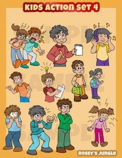 Kids action set 4 - Behavior and actions Assortment clip art by ...