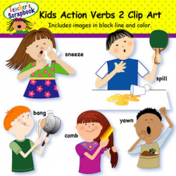 Kids Action Verbs 2 Clip Art