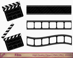 Movie clipart, film clapperboard clip art, film strip clipart ...
