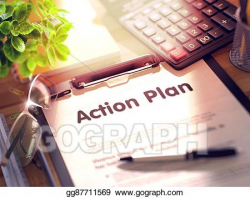Drawing - Action plan on clipboard. Clipart Drawing gg87711569 - GoGraph