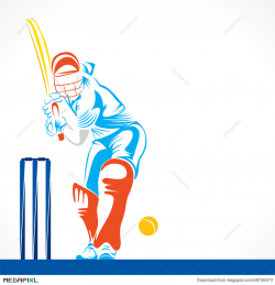 Creative Abstract Cricket Player Design By Brush Stroke Illustration ...