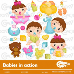 Babies in Action Clipart - Cute Clipart, Baby Clipart, Fun Clipart ...