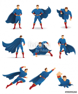 Superhero in Action. Set of Superhero character in 9 different poses ...
