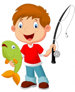 Fishing clipart action - Pencil and in color fishing clipart action