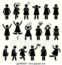 Vector Stock - Woman action poses postures. Stock Clip Art ...