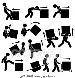 Vector Clipart - Man moving box actions postures. Vector ...