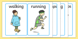 PE Physical Action Word and Picture Cards - PE, action