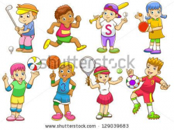 Kids Playing Sports Clip Art | Children Doing Pe Clipart ...