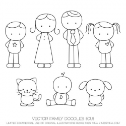 Family Doodles Digital Stamps Clipart Clip Art Illustrations ...