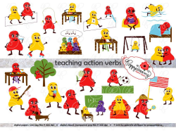 Teaching Action Verbs Clipart & Digital Flashcards: Digital