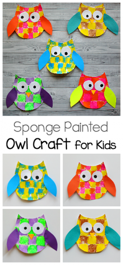 Sponge Painted Owl Craft for Kids with Owl Template | Math patterns ...