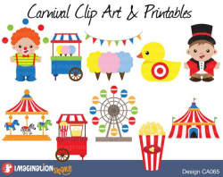 Carnival Clip Art & Printables Set / Amusement Park Clipart ...