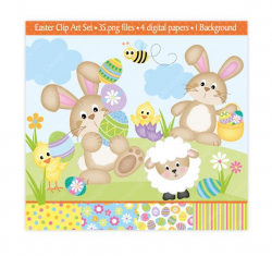 Easter Clip Art Easter Clipart Easter Bunny от JoKavanaghDesigns ...