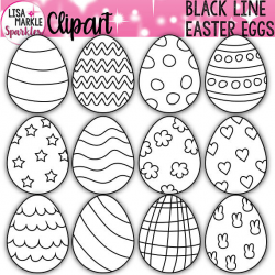 Easter Egg Clipart, Easter Clipart, Spring Clipart, Black ...