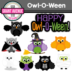 Grant Avenue Design - Halloween Owls Clipart
