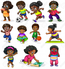 Illustration Of The Black Kids Engaging In Different Activities ...