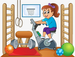 Cartoon Gym Bike, Activity Room, Activity, Indoor Activities PNG ...