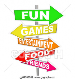 Stock Illustrations - Fun entertainment activity signs pointing ...