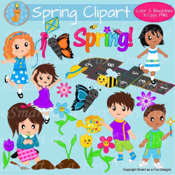 Children spring activities clipart fox design hopscotch and foxes ...