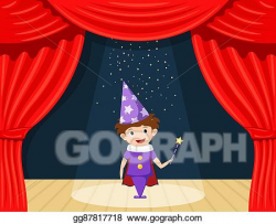 Vector Art - Young magician on stage. children's performance ...