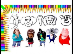 Drawing and Painting Actor of Sing Movie Kids. Learn Coloring with ...