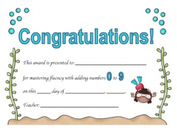 Addition Certificates Ocean Theme (adding 0-12) by Alissa Walters