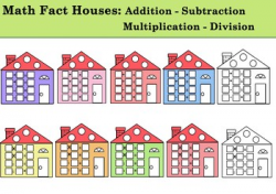 Math Fact Houses Clipart: Addition & Subtraction, Division & Multiplication