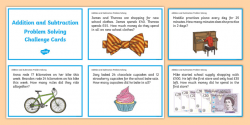 Addition and Subtraction Problem Solving Challenge Cards - add