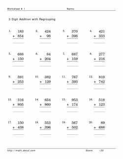 Adding Digit Numbers Withgrouping Worksheets Addition And ...