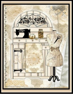 Sewing Cabinet Collage Journnal Cover with EIGHT Decoupage Elements ...