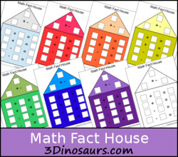 Free Math Fact House: Addition & Subtraction | 3 Dinosaurs