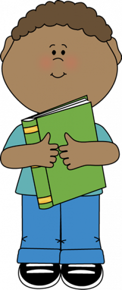 Little Boy Hugging a Book Clip Art - Little Boy Hugging a Book Image