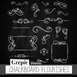 Chalkboard flourishes: Digital clipart 