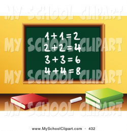 Clip Art of a Chalk and School Books in Front of a Green Chalkboard ...