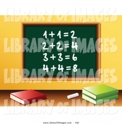 Clip Art of Chalk and Three School Books in Front of a Green ...