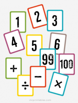 Free printable math flash cards - numbers 1 to 100 & math symbols ...