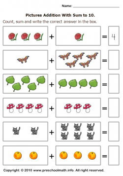 basic addition worksheets with sum to 10 | 1ºano MATEMÁTICA ...