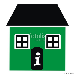 big and little house, vector icon, blue color,