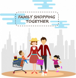 Family shopping concept design in colors style Free vector in Adobe ...