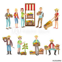 Farm Vegetables Market And People Farming Collection - Buy this ...