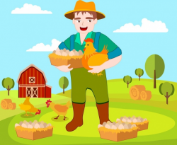 Farming work drawing farmer hens eggs icons Free vector in Adobe ...